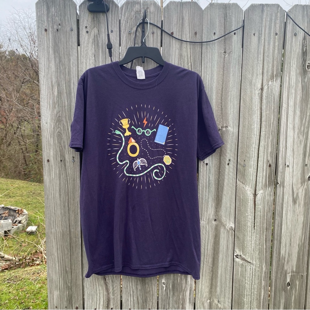 Gildan‎ Softstyle Purple Wizard Magic Graphic T-Shirt XL Lightning Bolt Glasses